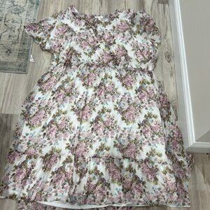LC LAUREN CONRAD CHIFFON FLORAL WHIMSY COTTAGE CORE DRESS SIZE 4X MAXI